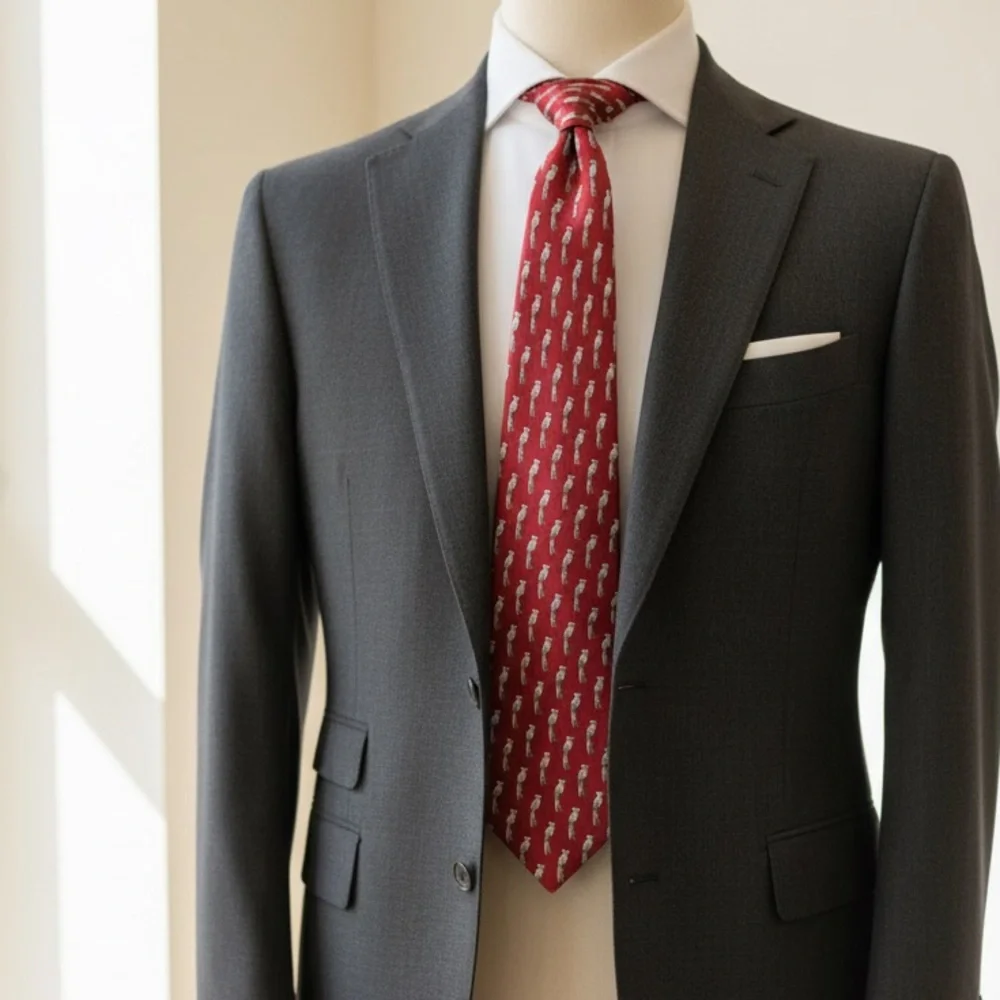 Gucci Red Tie with Parrot Design